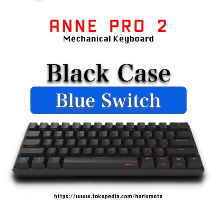 Jual Anne Pro 2 Black - Wireless Mechanical Keyboard