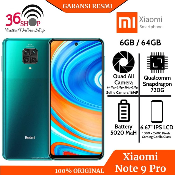 Jual XIAOMI REDMI NOTE 9 PRO RAM 6/64 GB GARANSI RESMI