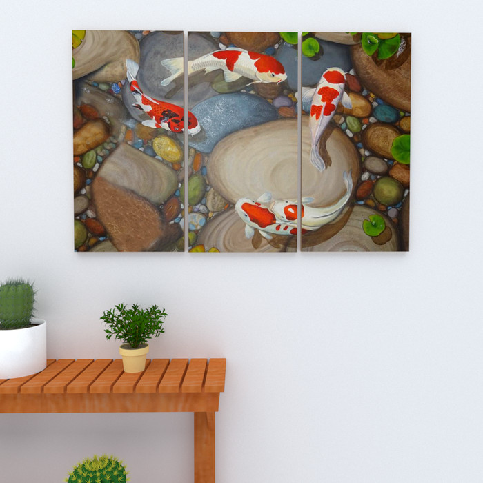 Jual Hiasan Dinding Poster Art Puzzle 3 Panel Ikan Koi Feng Shui Wall Decor Kota Bandung Elwynn Quest Tokopedia