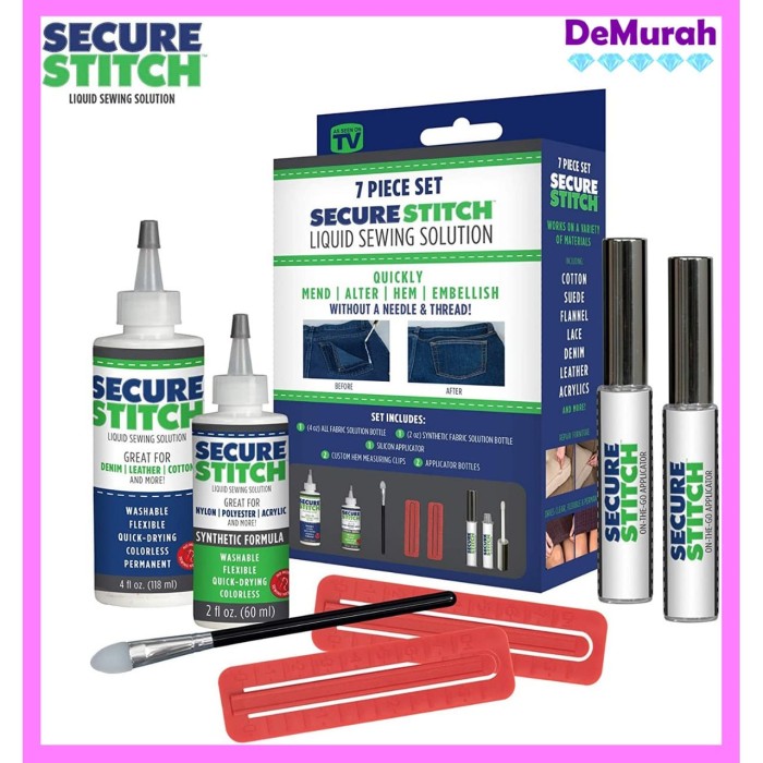 Jual SECURE STITCH Liquid Glue Sewing Solution Set Kit 