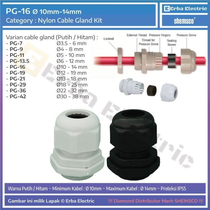 Jual Cable Gland PG 16 Pelindung Jalur Kabel Gland PG16 