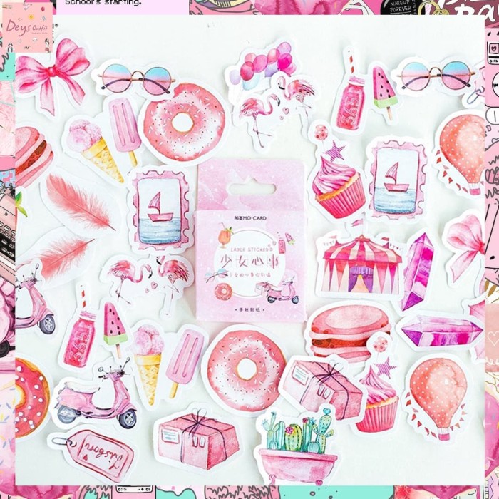 Jual Sticker Deco Aesthetic  Pink Tumblr Scrapbook DIY 