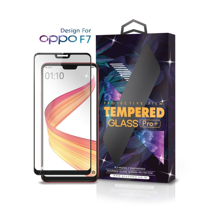 Pr   omo Tempered Glass Oppo F7 Full Cover Black - Premium