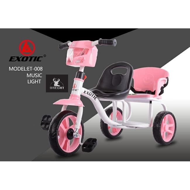 Jual TRICYCLE SEPEDA  RODA  TIGA  ANAK 2 BANGKU ET 008 MUSIK 