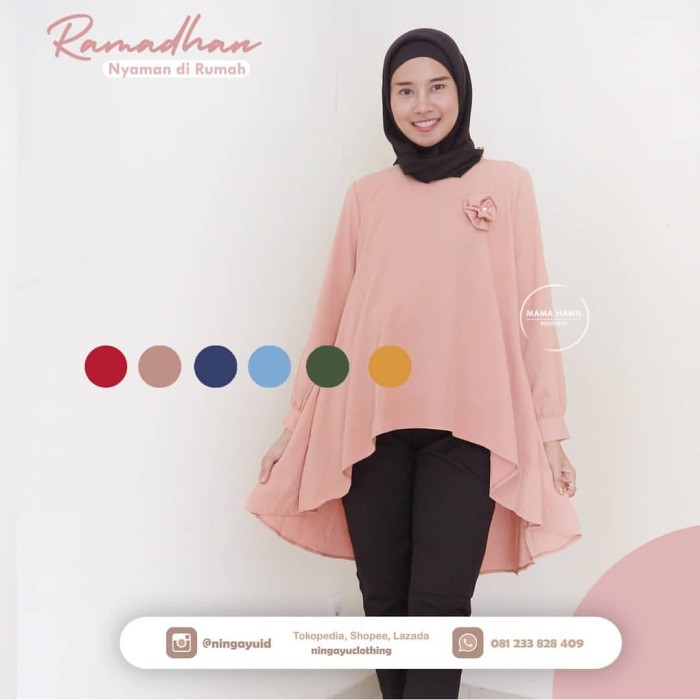 Jual Atasan Baju Hamil Menyusui Murah Blouse Kerja Casual Muslim Sj 391 Biru Muda Kota Surabaya Mama Hamil Butik Tokopedia