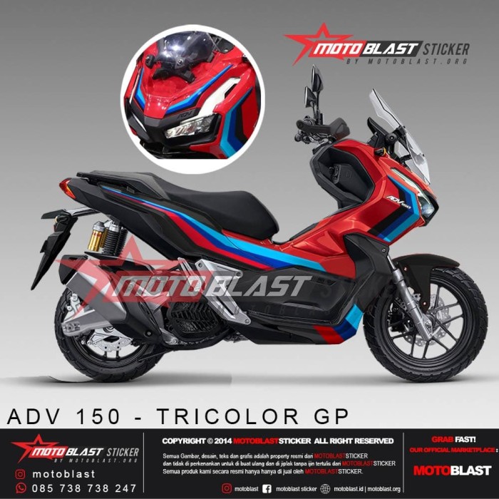Jual Decal stiker  adv  150 red abs bmw safety guard TIDAK 