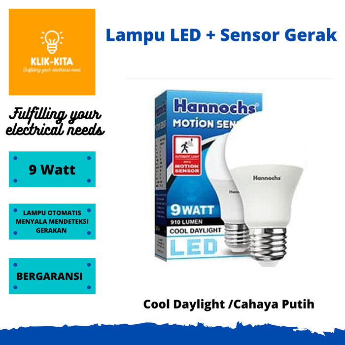  Jual  Lampu  LED  Sensor Gerak Hannochs  Motion Sensor 9 Watt  