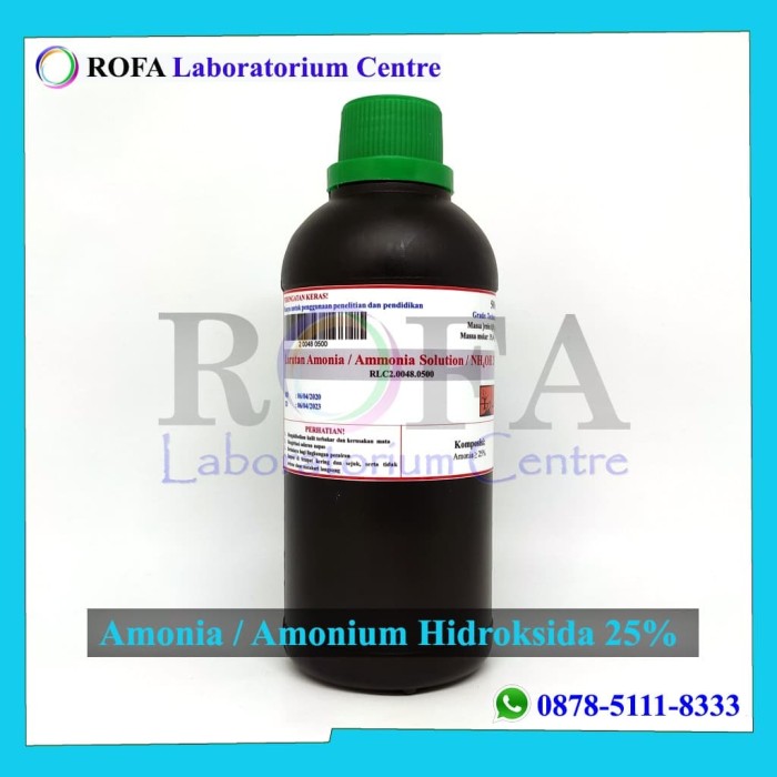 Jual Amonia Amoniak Amonium Hidroksida Nh3 Nh4oh 25 500 Ml Kota Bandung Rofa Laboratorium Centre Tokopedia