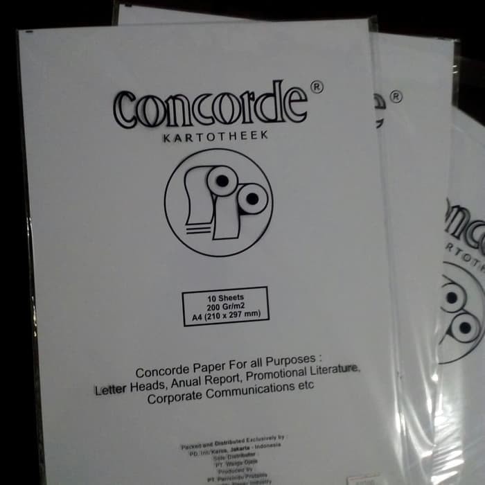 Jual Kertas A4 concorde concord putih 200 gram (isi 10 pak) - Jakarta