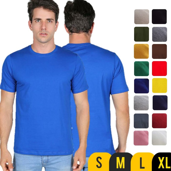 Jual Kaos  Polos  Pendek Biru  solid  Premium Unisex Pria dan 