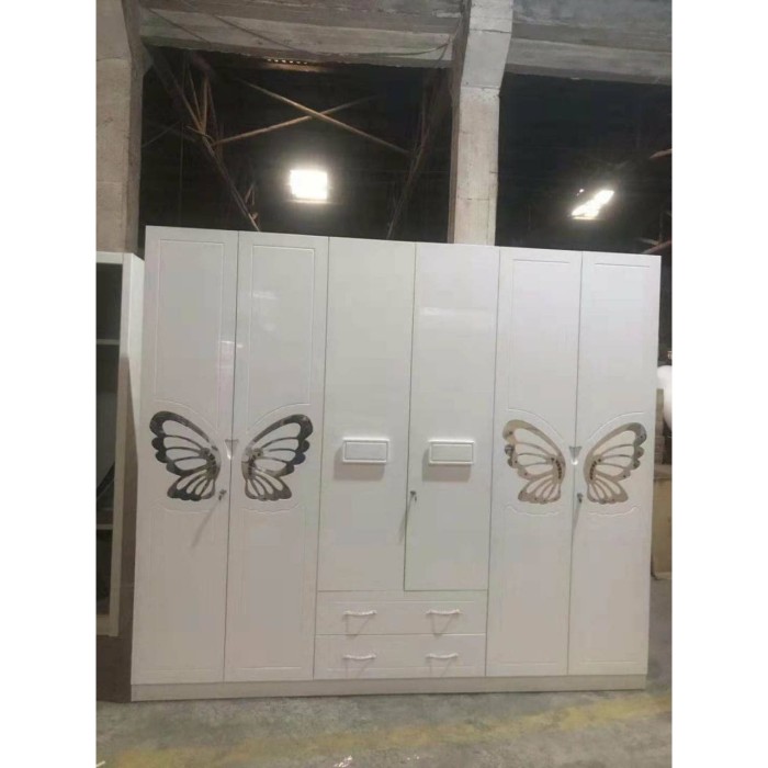 Jual Lemari Pakaian 6 Pintu White Classic Butterfly MEDAN Jual Lemari Pakaian 6 Pintu White Classic Butterfly MEDAN