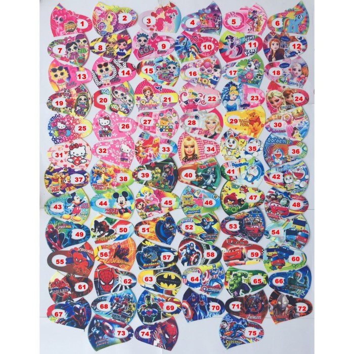 Jual MASKER  KAIN  BAHAN SCUBA ANAK MOTIF  KARAKTER KARTUN  