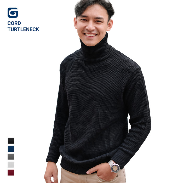 Jual Sweater  Rajut  Pria Gomuda Cord TurtleNeck  Hitam XL 