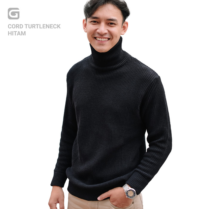 Jual Sweater Rajut Pria  Gomuda Cord TurtleNeck Hitam 