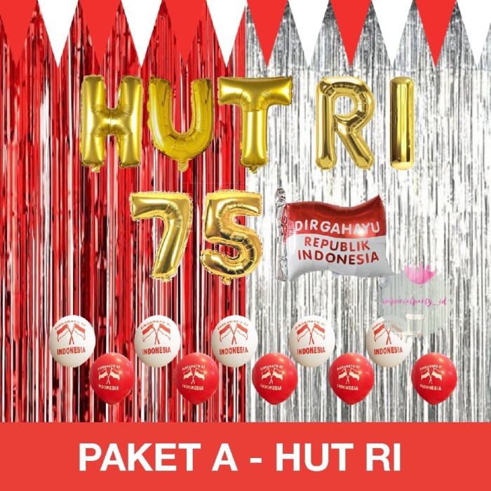 Jual Paket Dekorasi Hiasan Balon Dirgahayu HUT RI 17 Agustus Merah