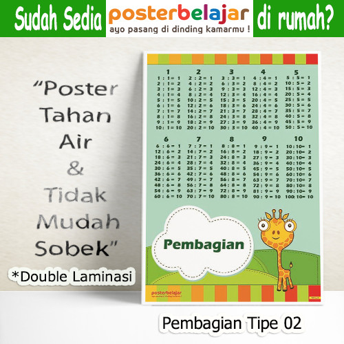 Jual Tipe 02 Poster Matematika Belajar Pembagian Untuk Anak Sd Kota Cimahi Grosir Poster Belajar Tokopedia