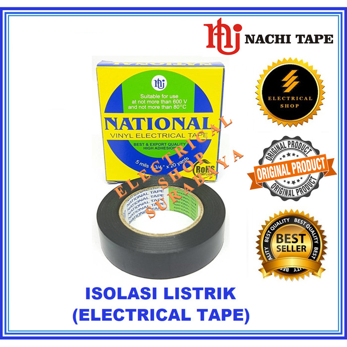 Jual NATIONAL ISOLASI LISTRIK HITAM 3/4 " INCI 20 YARD (GROSIR) SELOTIP