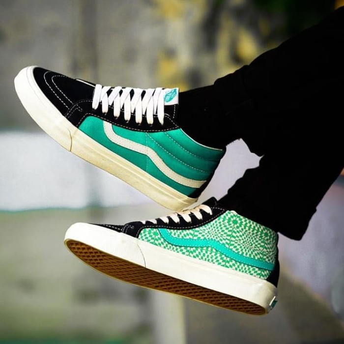 green and blue vans