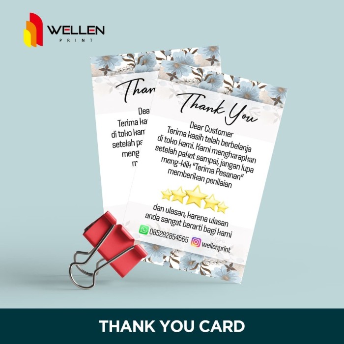 Jual Tag Kartu Ucapan Terimakasih Thank You Card Olshop Custom Print 1 Sisi 4 X 6 Cm Jakarta Selatan Wellen Print Tokopedia