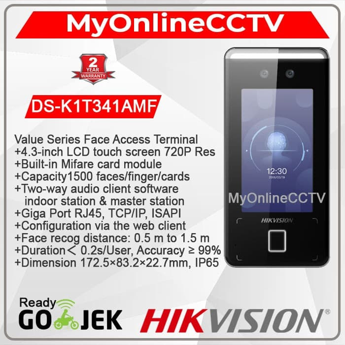Jual DS-K1T341AMF HIKVISION Face Recognition Mesin Absen Acces Touch