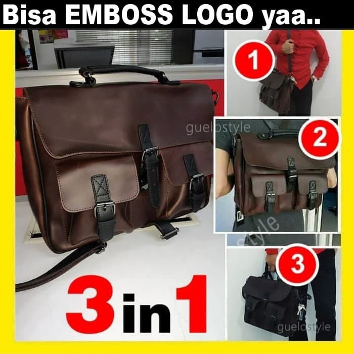 Jual tas messenger bag kantor kerja pria kulit besar COKELAT Kota