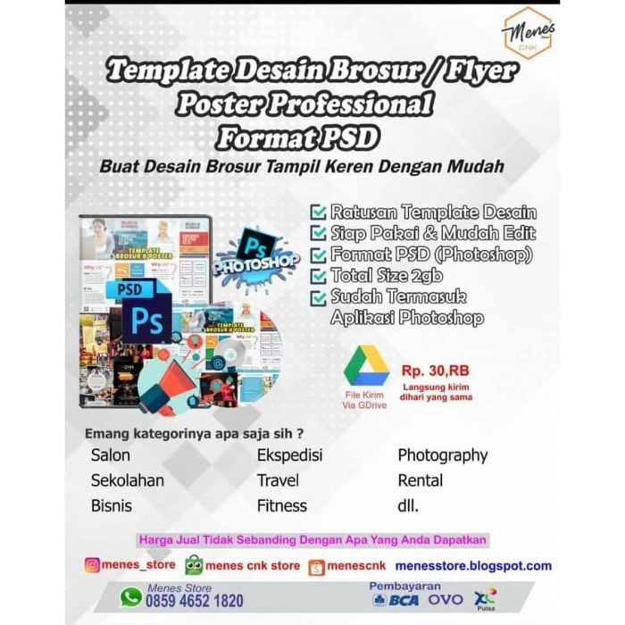 Download Jual Paket Template Desain Brosur Flyer Poster Profesional Format Psd Kota Depok Menes Cnk Store Tokopedia PSD Mockup Templates