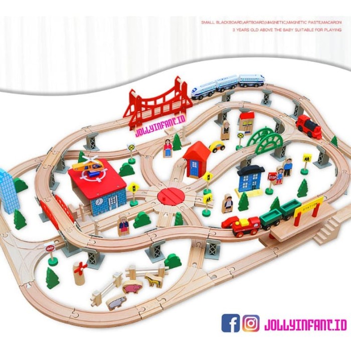 wooden train track set