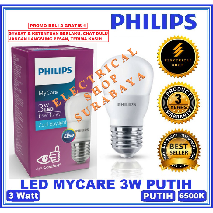 Jual PHILIPS LAMPU LED BULB 3W / 3 WATT PUTIH (ADA GARANSI ...