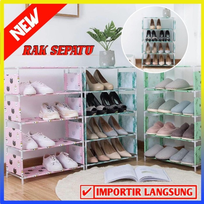 Jual RAK  SEPATU  PORTABLE SERBAGUNA 5 TINGKAT 4 RUANG 