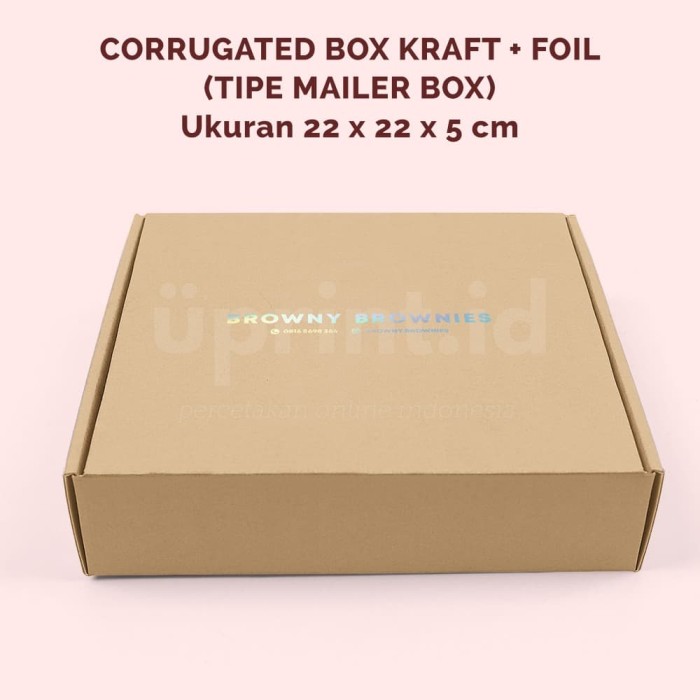 Jual CORRUGATED BOX KRAFT + FOIL| 22x22x5 cm | BOX BOLU
