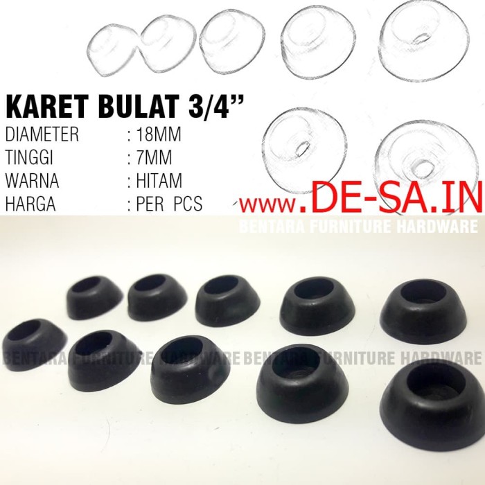 Jual Karet  Bulat Hitam D18 Untuk Alas Kaki Meja Kursi  