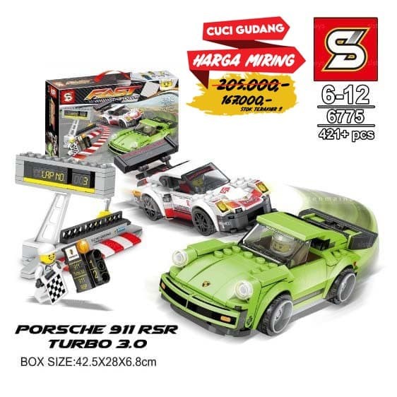  Jual  Lego  Road Race Porsche Diorama Mainan  Pasang Balok  