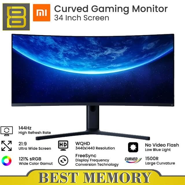 Jual Xiaomi Gaming Monitor Curved 34 Inch 144Hz WQHD 3440