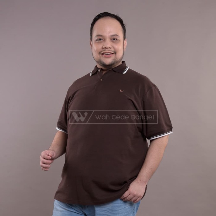  Jual  Kaos  Polo  Brown Pria  Jumbo  Big Size Ukuran  Besar XXL 