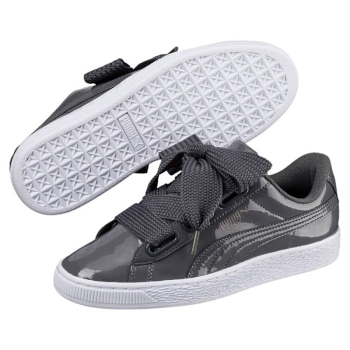 puma basket heart black patent