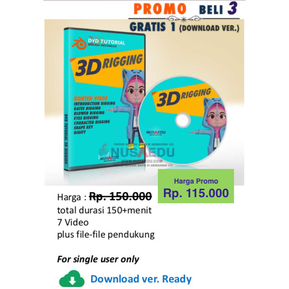 Jual DVD Tutorial animasi 3d rigging Bahasa Indonesia