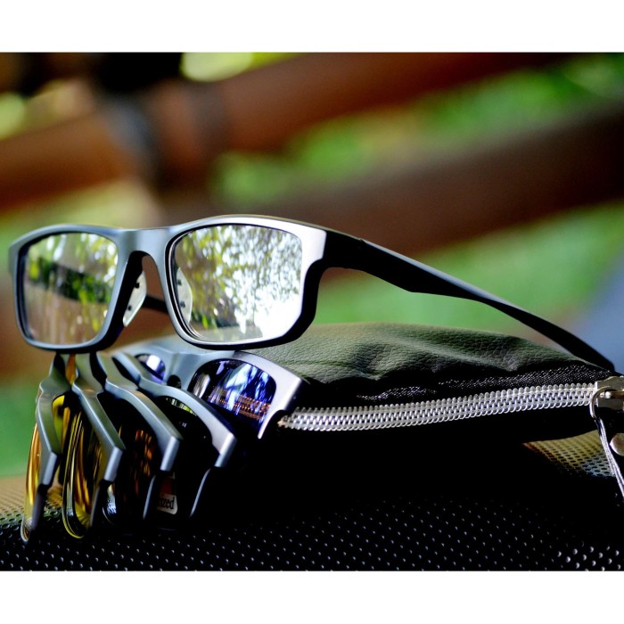 Jual frame kacamata minus KACAMATA pria CLIP ON 2256    5 lensa hitam