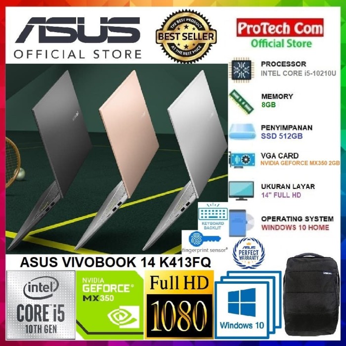 Jual LAPTOP ASUS VIVOBOOK K413FQ i5-10210U 8GB 512GB MX350 2GB 14" FHD