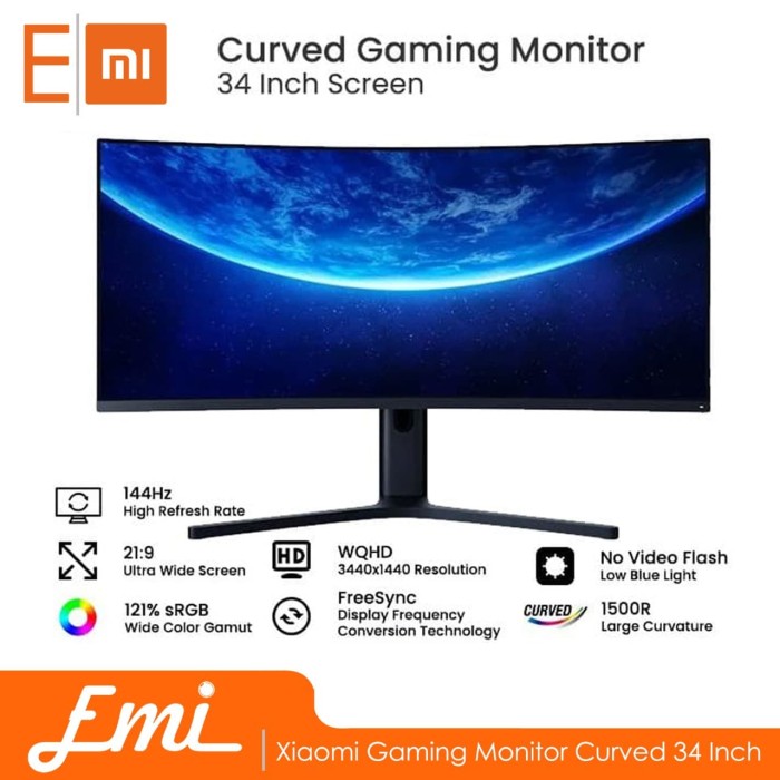 Jual Xiaomi Gaming Monitor Curved 34 Inch 144Hz WQHD 3440