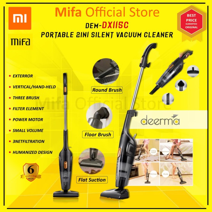 Promo Xiaomi DEERMA DX115C Portable 2IN1 SILENT VACUUM