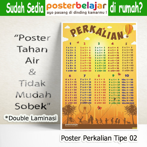 Jual Tipe 02 Poster Matematika Perkalian Untuk Belajar Anak Sd Kota Cimahi Grosir Poster Belajar Tokopedia