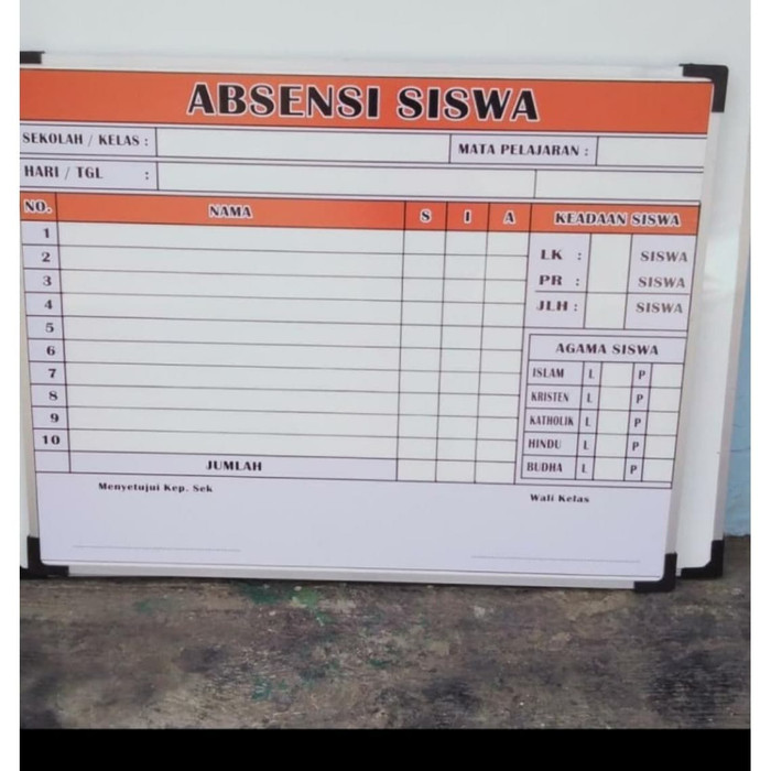 Jual Papan Absensi Siswa 60x90 Jakarta Timur Jakartaofficial Tokopedia