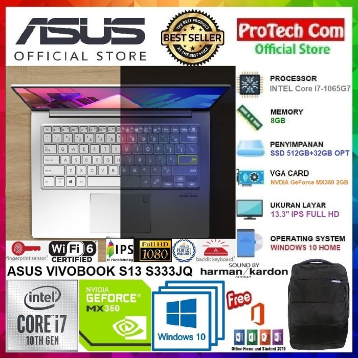 Promo ASUS VIVOBOOK S13 S333JQ i7-1065G7 8GB 512GB+32GB