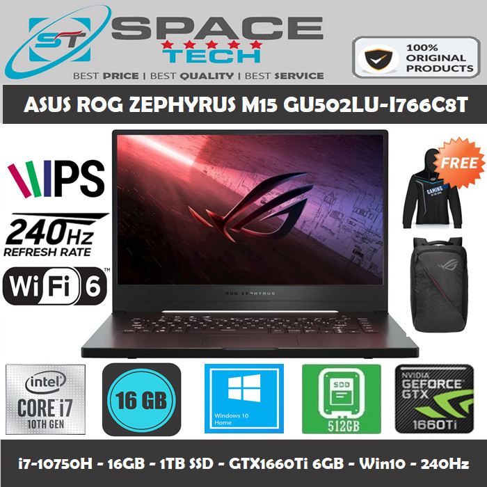 Jual ASUS ROG ZEPHYRUS M15 GU502LU-I766C8T i7-10750H 16GB