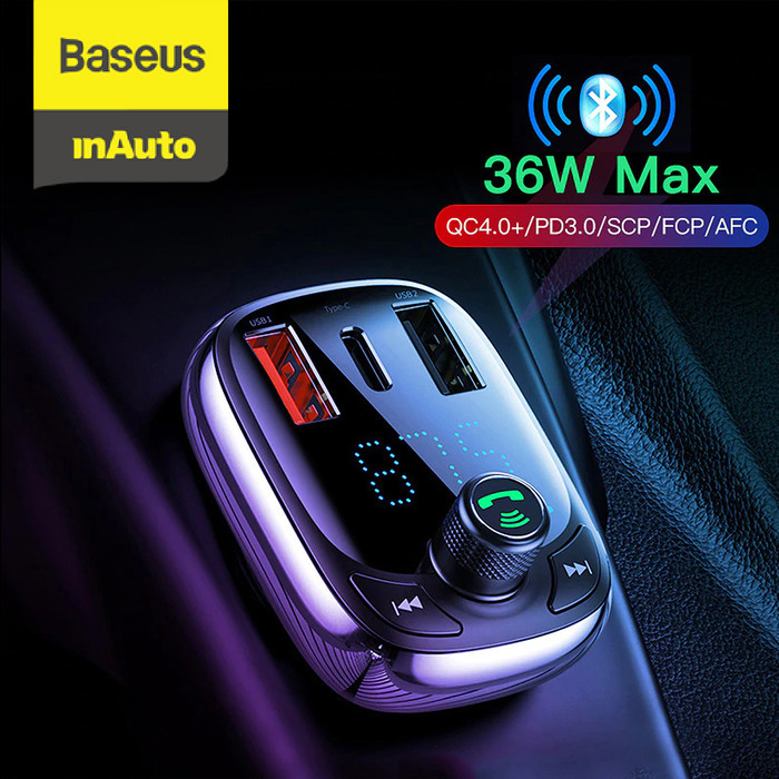 Promo BASEUS S13 QUICK CHARGE 4.0 CAR CHARGER PD FM TRANSMITTER
