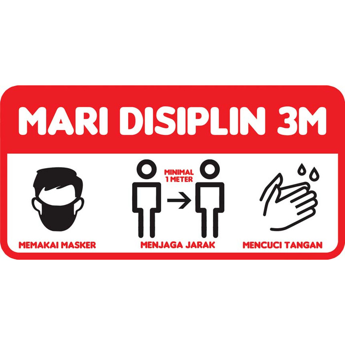 Jual STIKER 3M MEMAKAI MASKER MENJAGA JARAK MENCUCI TANGAN ...