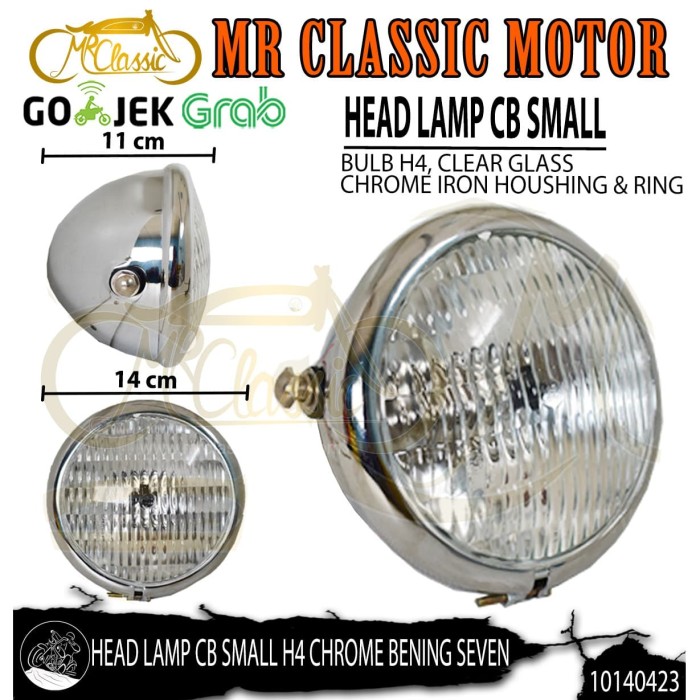 Jual Head Lamp / Lampu Depan Motor Custom Variasi CB Small Chrome