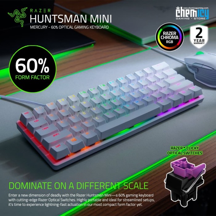 Jual Razer Huntsman Mini Mercury White 60% Mechanical