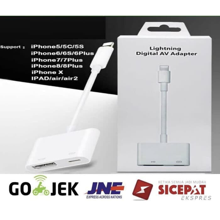 Jual kabel lightning to hdmi digital av tv ke ipad 6 pro 9