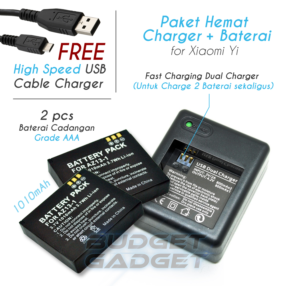jual paket 2pcs battery baterai xiaomi yi dual charger usb cable budgetgadget jual paket 2pcs battery baterai xiaomi yi dual charger usb cable budgetgadget